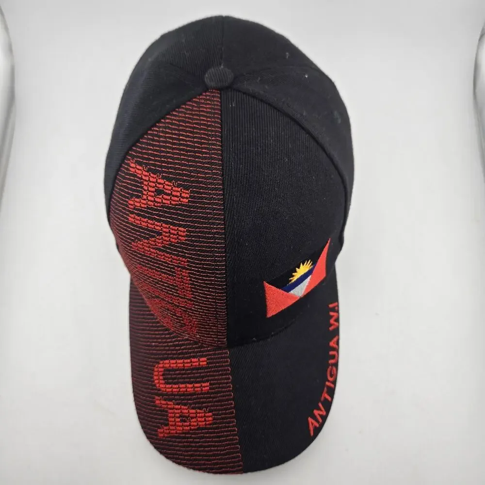 Antigua W.I. Souvenir Baseball Cap Hat Black Red Flag Adjustable One Size